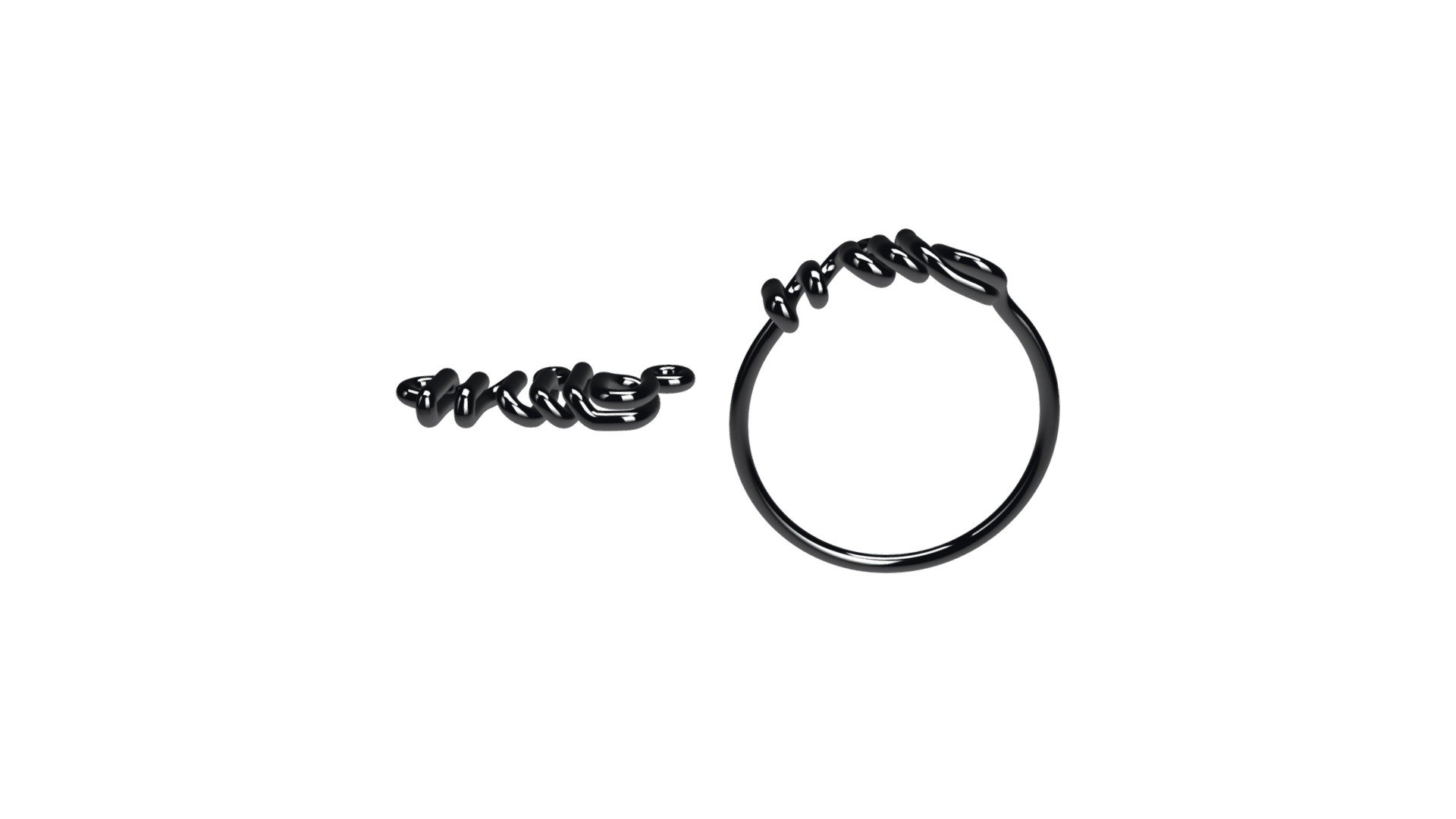 personalized-wire-name-ring-and-necklace-buy-royalty-free-3d-model-by