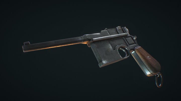 Hand Gun - Astra Model 900 3D Model