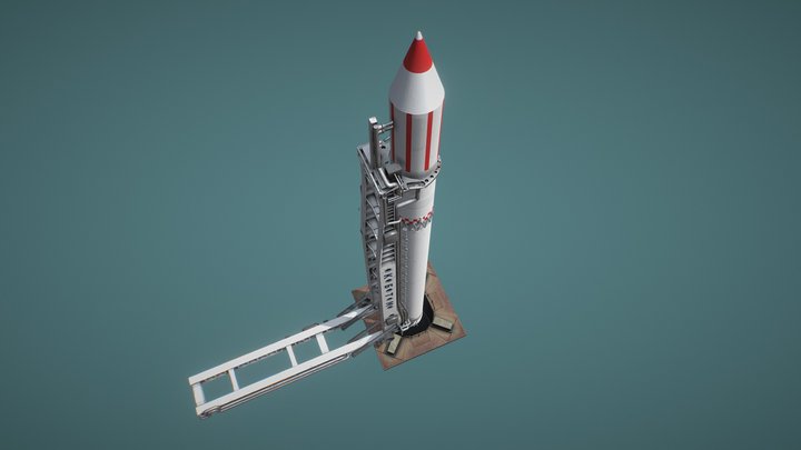 Zenit-2 rocket with launcher 3D Model