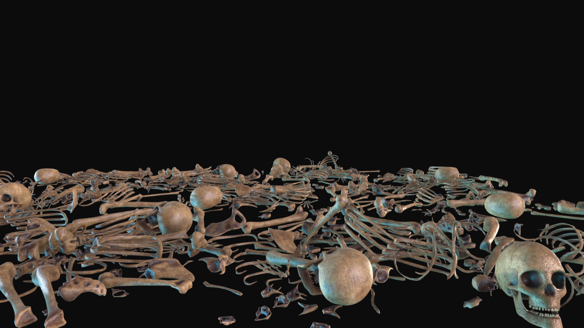 3D model Bone field - This is a 3D model of the Bone field. The 3D model is about a group of skulls.