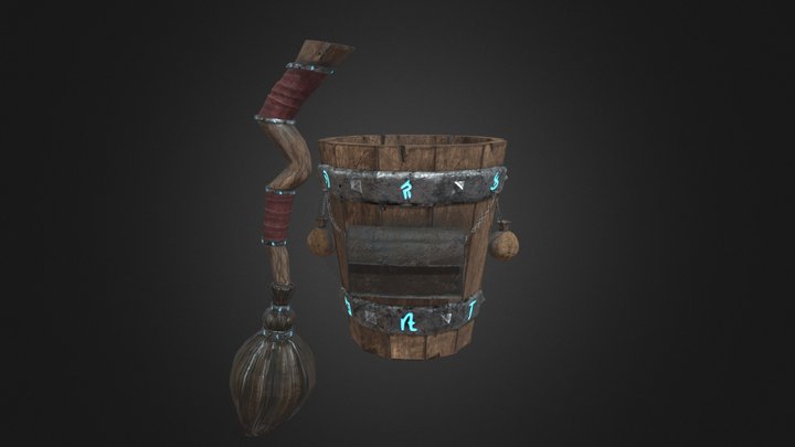 Magic stupa and broom 3D Model