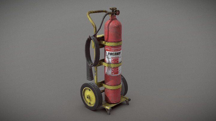 Fire Extinguisher Trolley 3D Model