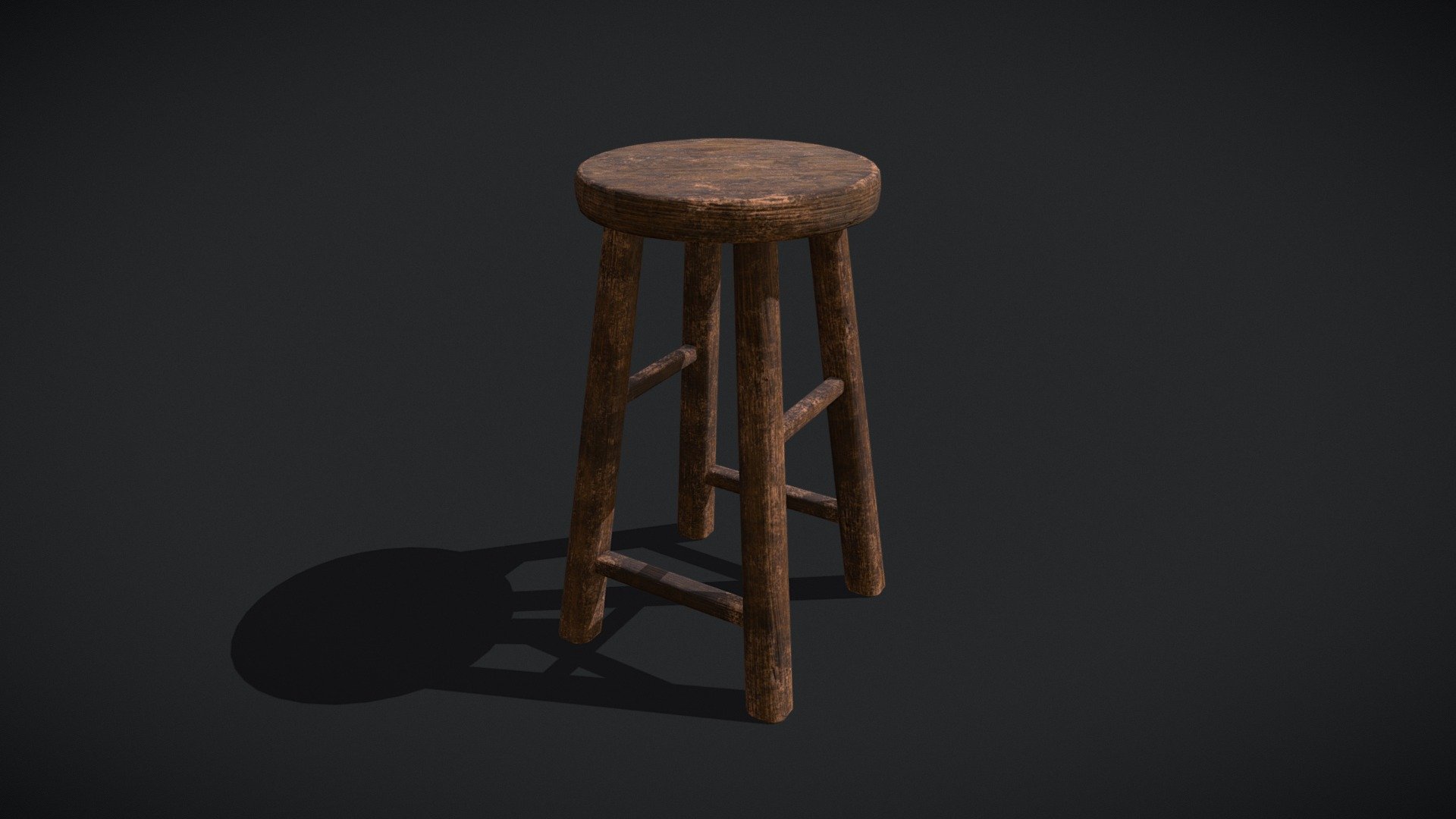 Rustic Wooden Bar Stool Buy Royalty Free 3d Model By