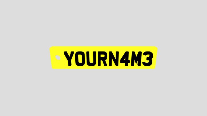 Number Plate Keyring v3 3D Model