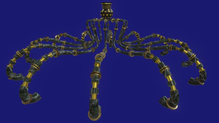 Free Marble Gold Royalty-Style Chandelier 3D Model
