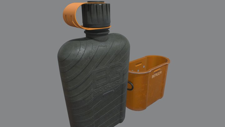 Camping Canteen and Cup 3D Model