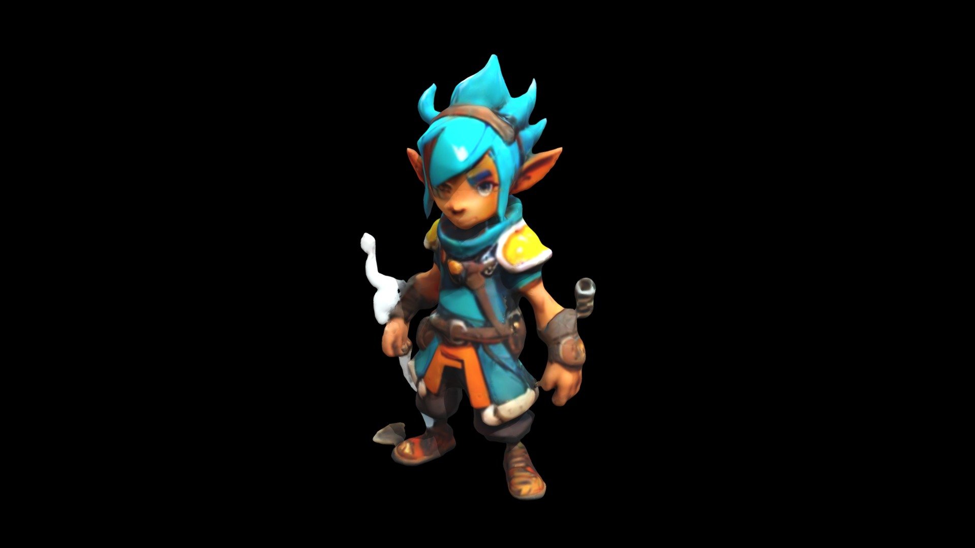 a cartoon character with blue hair and orange - Download Free 3D model ...