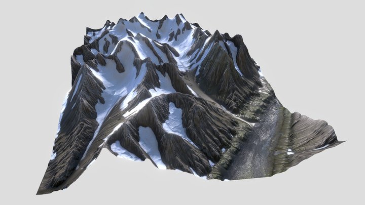 Snowy Mountain River 3D Model