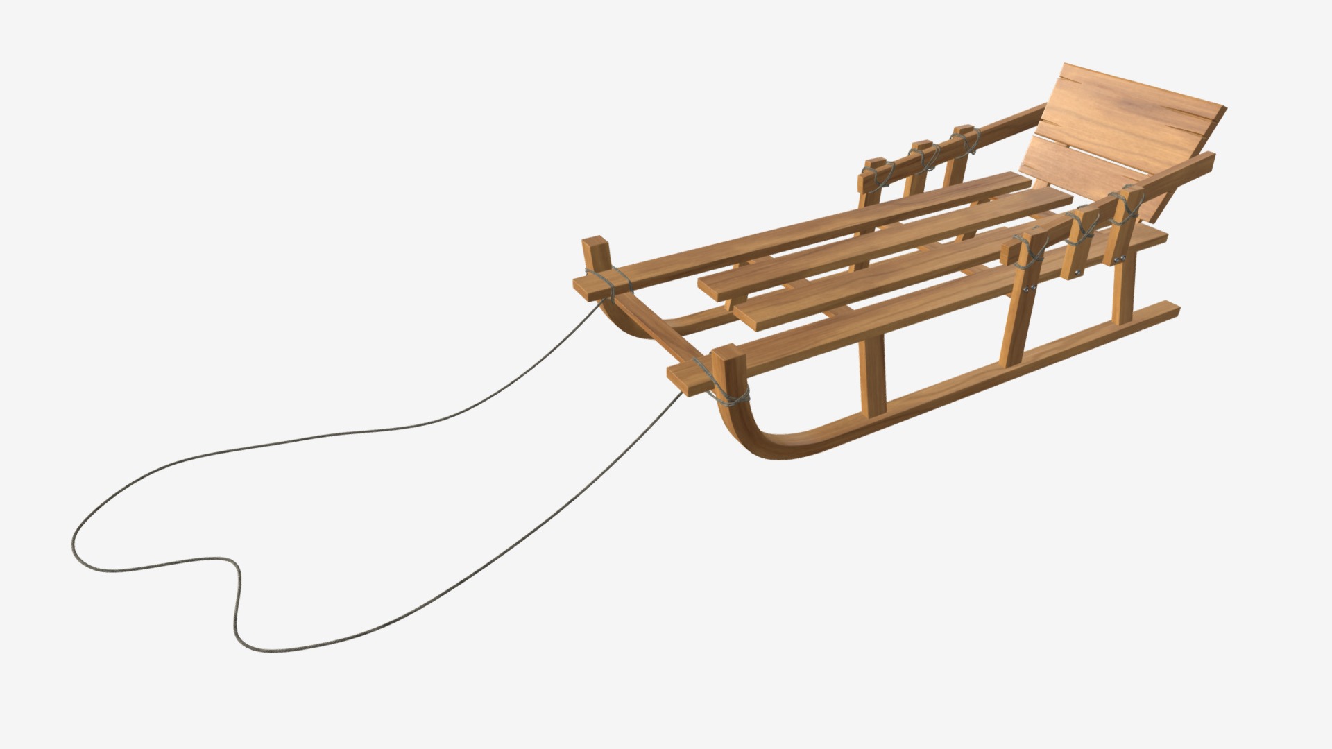 3D model wooden sledge - This is a 3D model of the wooden sledge. The 3D model is about a wooden table with a black cord.
