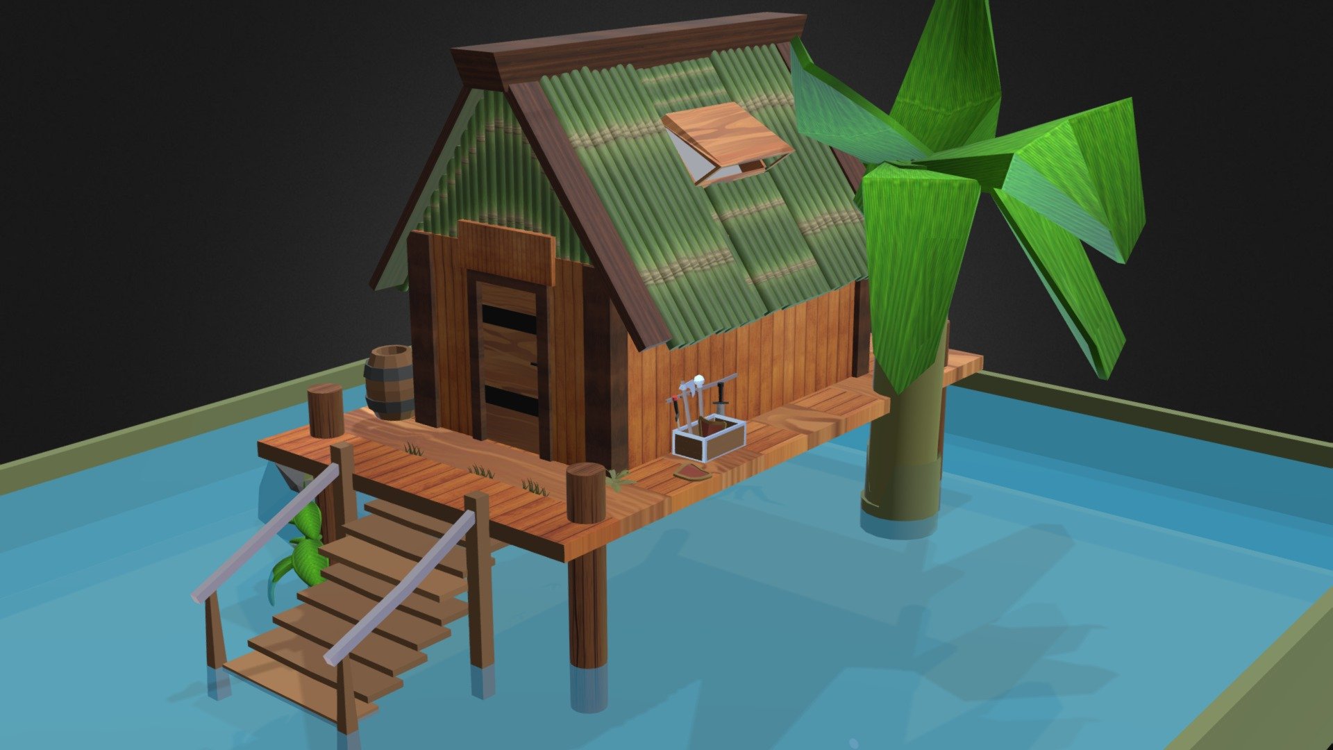 wooden  beach house