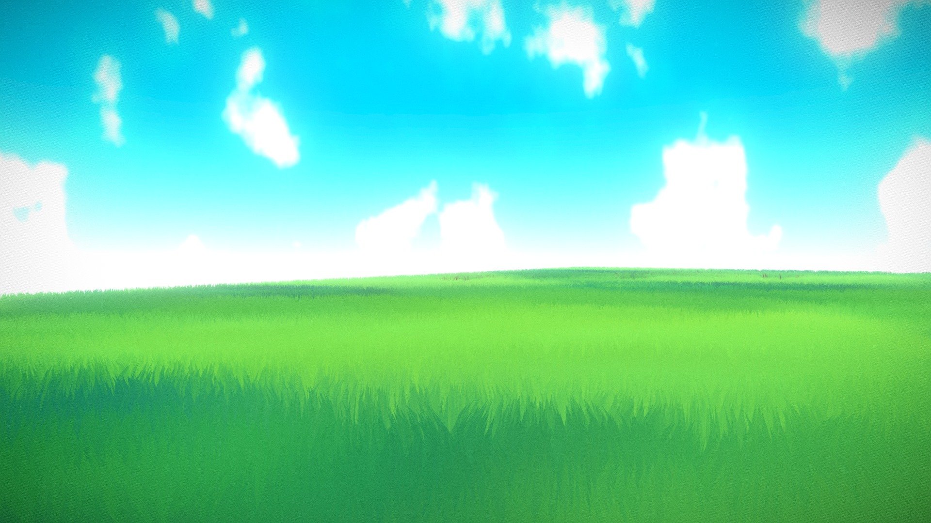 Download a painting of a field with grass and clouds Wallpaper   Wallpaperscom