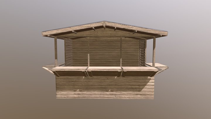 Wooden kiosk Christmas market 3D Model