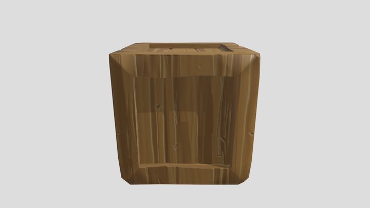 Stylized Low Poly Wooden Crate 3D Model