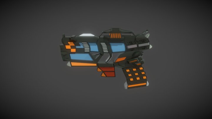 Low poly Sci-fi Pistol 3D Model