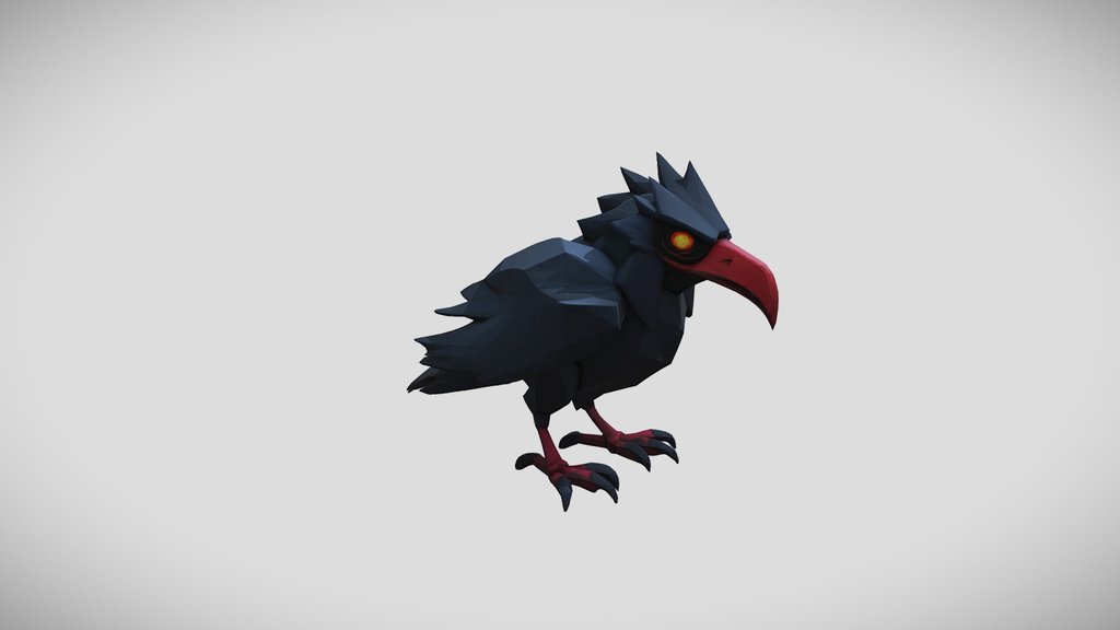 Crow handpainted lowpoly