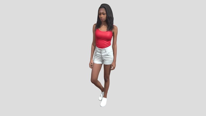 Casual Red Tank Top And Light Gray Shorts