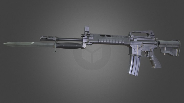 T91 Combat Rifle with Bayonet 3D Model