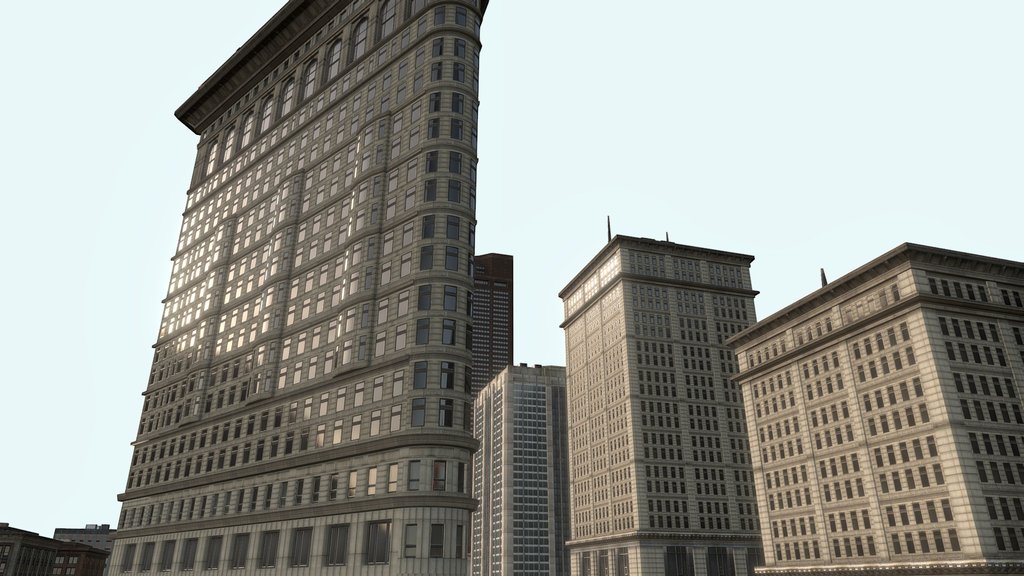 Downtown Buildings Set - Low Poly model