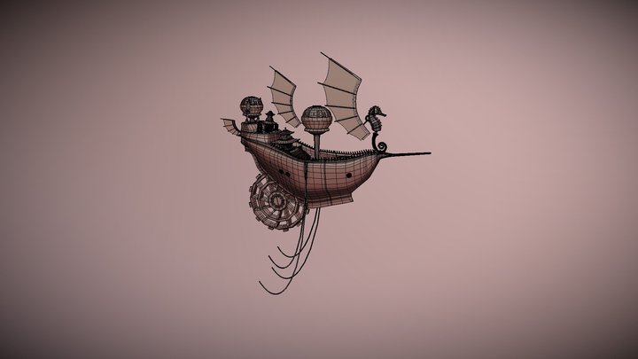 Steampunk Airship without textures 3D Model