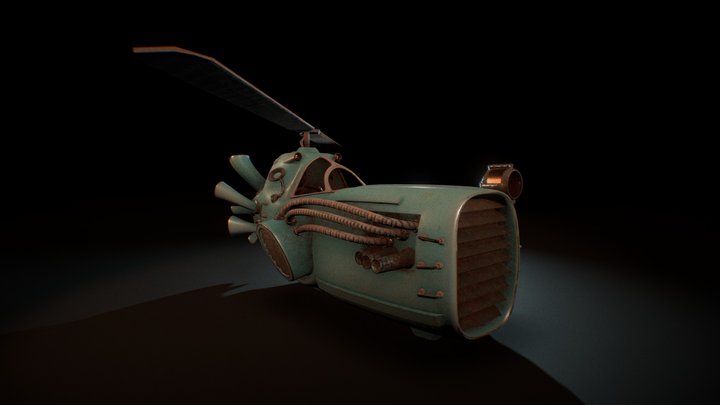 Strange Flying Steampunk Vehicle 3D Model