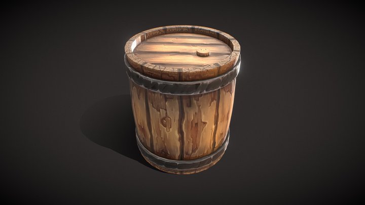 Barrel (stylized handpainted) 3D Model