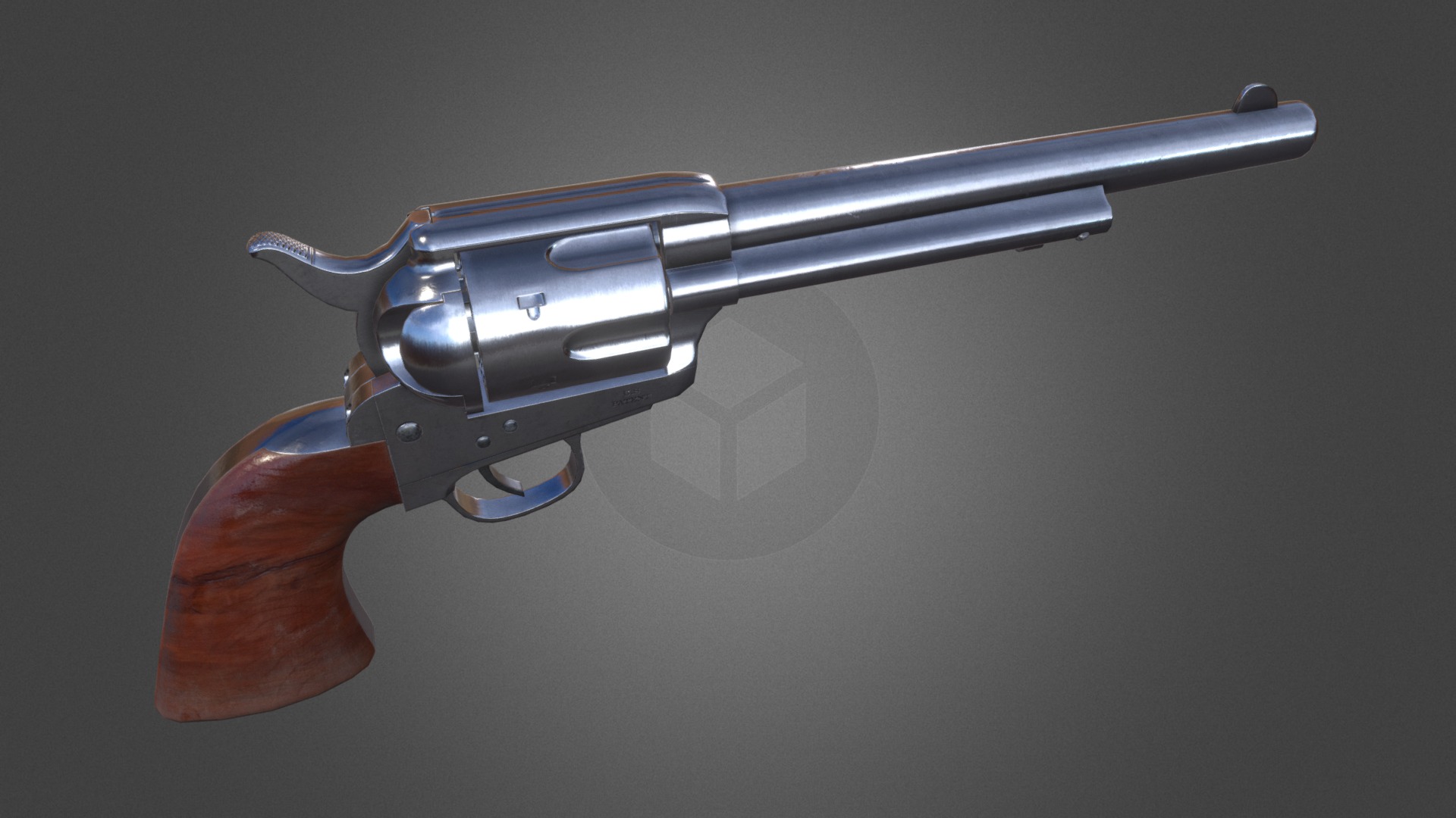 3D model Single Action Army Revolver, UE4 Asset - This is a 3D model of the Single Action Army Revolver, UE4 Asset. The 3D model is about a gun with a scope.