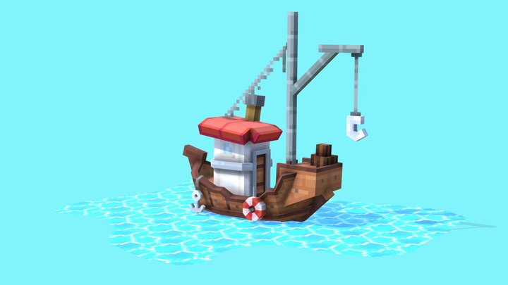 Fishing Boat | Blockbench Model 3D Model