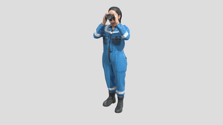 Female Navigator in Blue Coverall 3D Model
