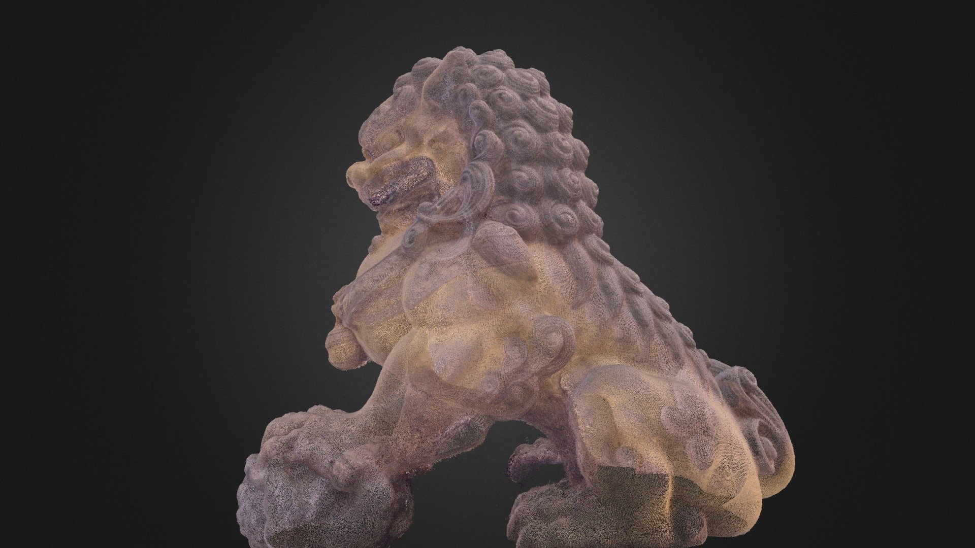 Chinese-style bronze lion statue / Point Cloud