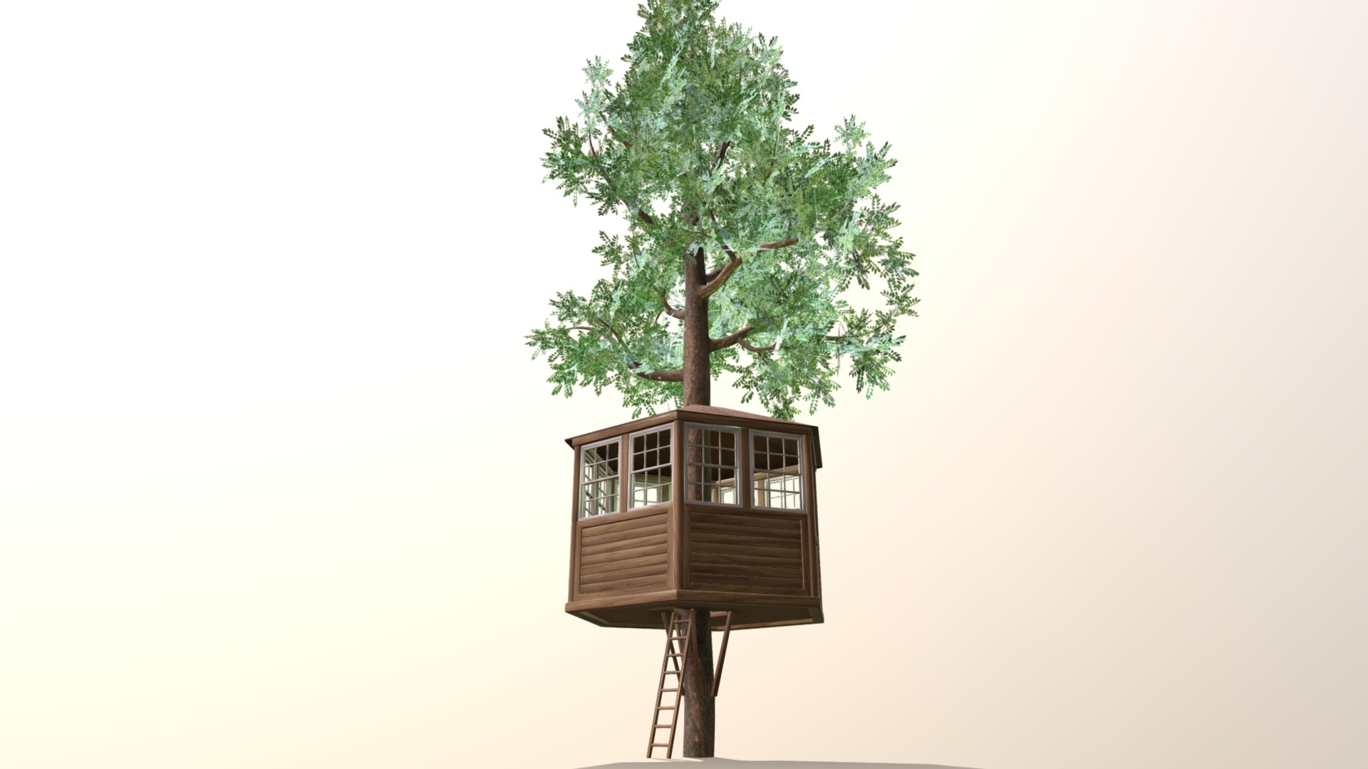 3D model House on the tree - This is a 3D model of the House on the tree. The 3D model is about a tree house with a tree in the front.