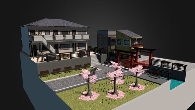 Japanese Cityscene DAE 3D1 SPCD 3D Model