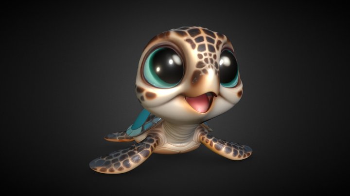 cute cartoon turtle character 3D Model