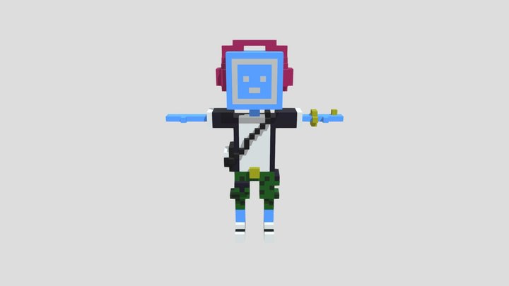 Tv Boy In Combat Shorts made in Blender 3D Model