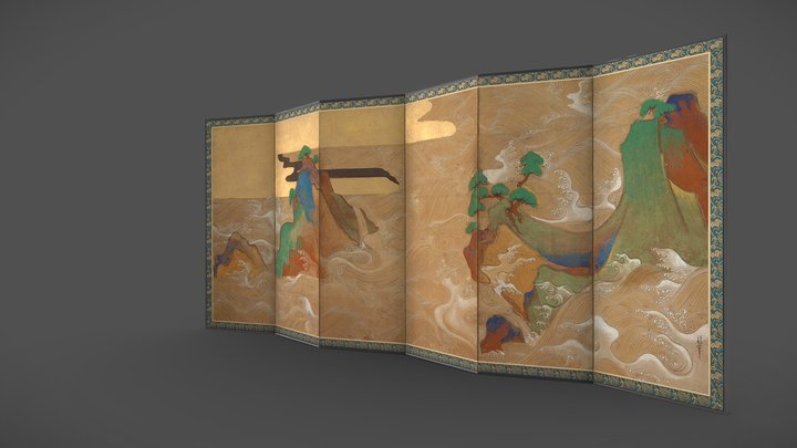 Waves at Matsushima by Tawaraya Sotatsu 俵屋宗達 – Modelo 3D gratuito STL