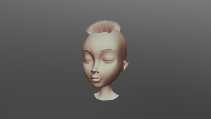 Punk Girl Hair Test 3D Model