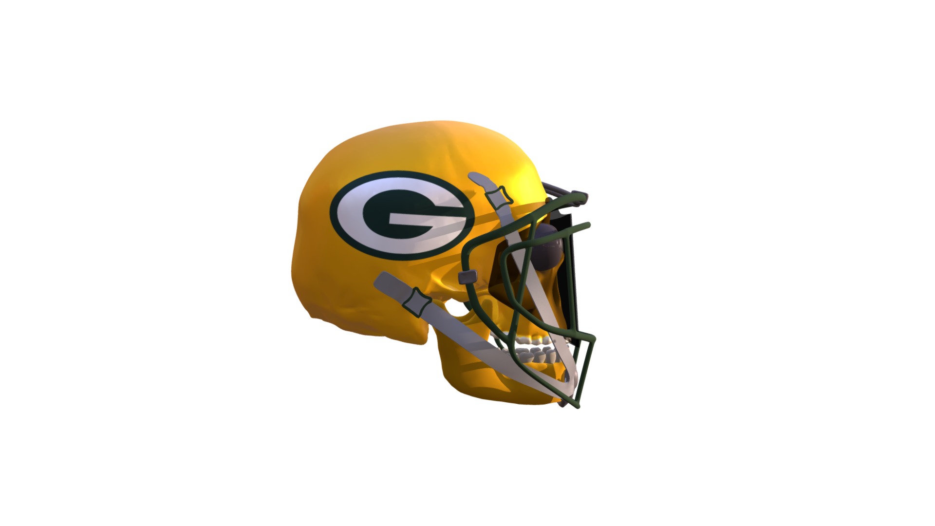 3D model Green Bay Packers NFL Football Helmet - This is a 3D model of the Green Bay Packers NFL Football Helmet. The 3D model is about a yellow and black logo.