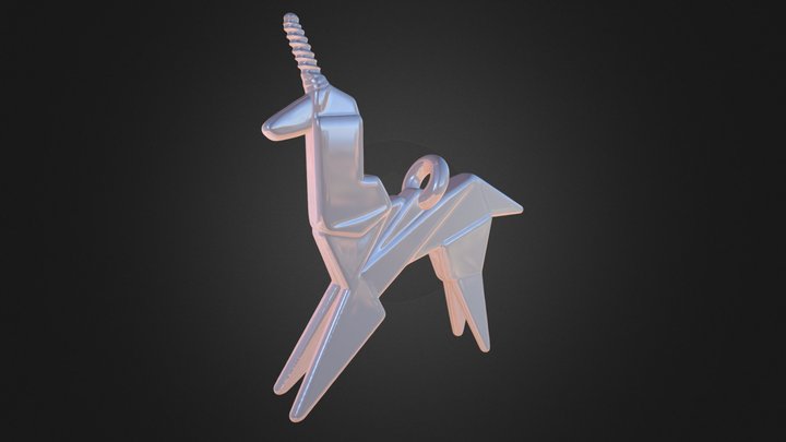 Origami Unicorn Pendant 3D Model
