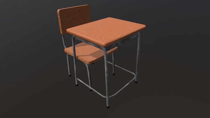 Classroom Student Chair 3D Model