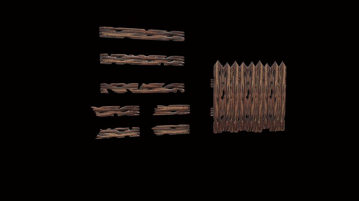 FREE OLD WOOD PLANKS & FENCE EV1LSM1RK 3D Model