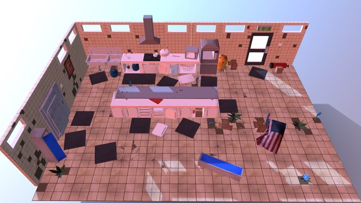 Abandoned Diner Scene 3D Model