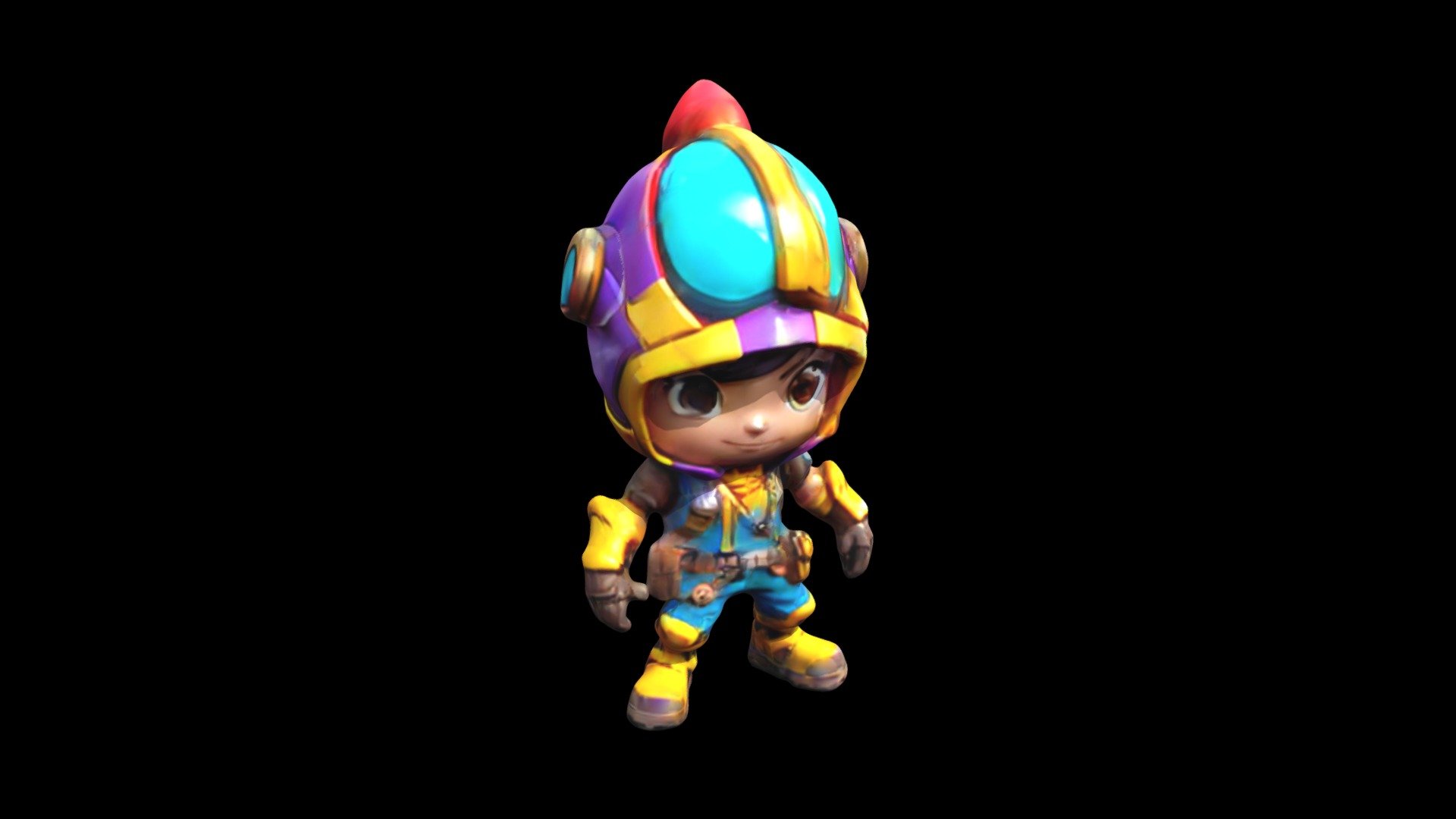A cartoon character with a protective headgear, Download Free 3D