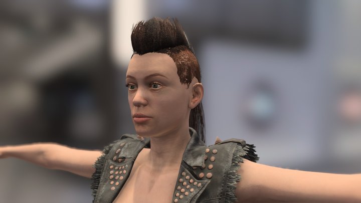 Punk Girl Character - Fully Rigged - Game Ready 3D Model