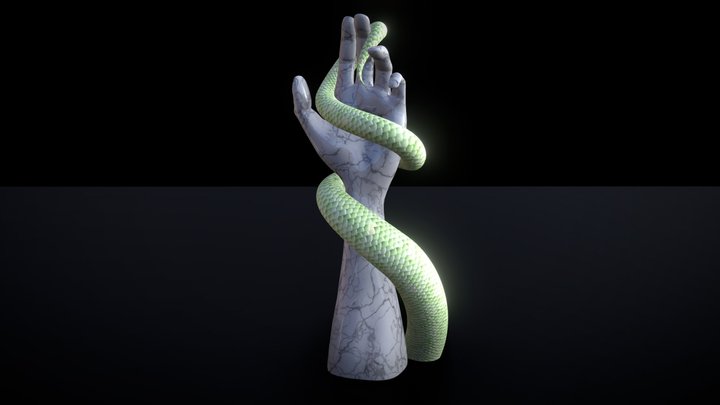 Marble statue hand consumed by a tentacle 3D Model
