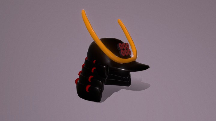 Low Poly Samurai Helmet 3D Model