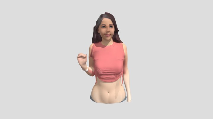 woman wearing sleeveless pink top 3D Model