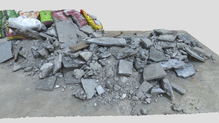 concrete rubble pile 01 3D Model