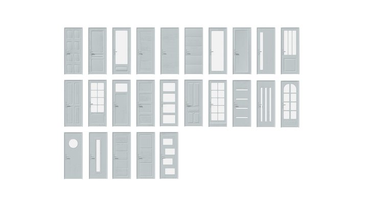 Set of 25 Doors for interior and exterior 3D Model