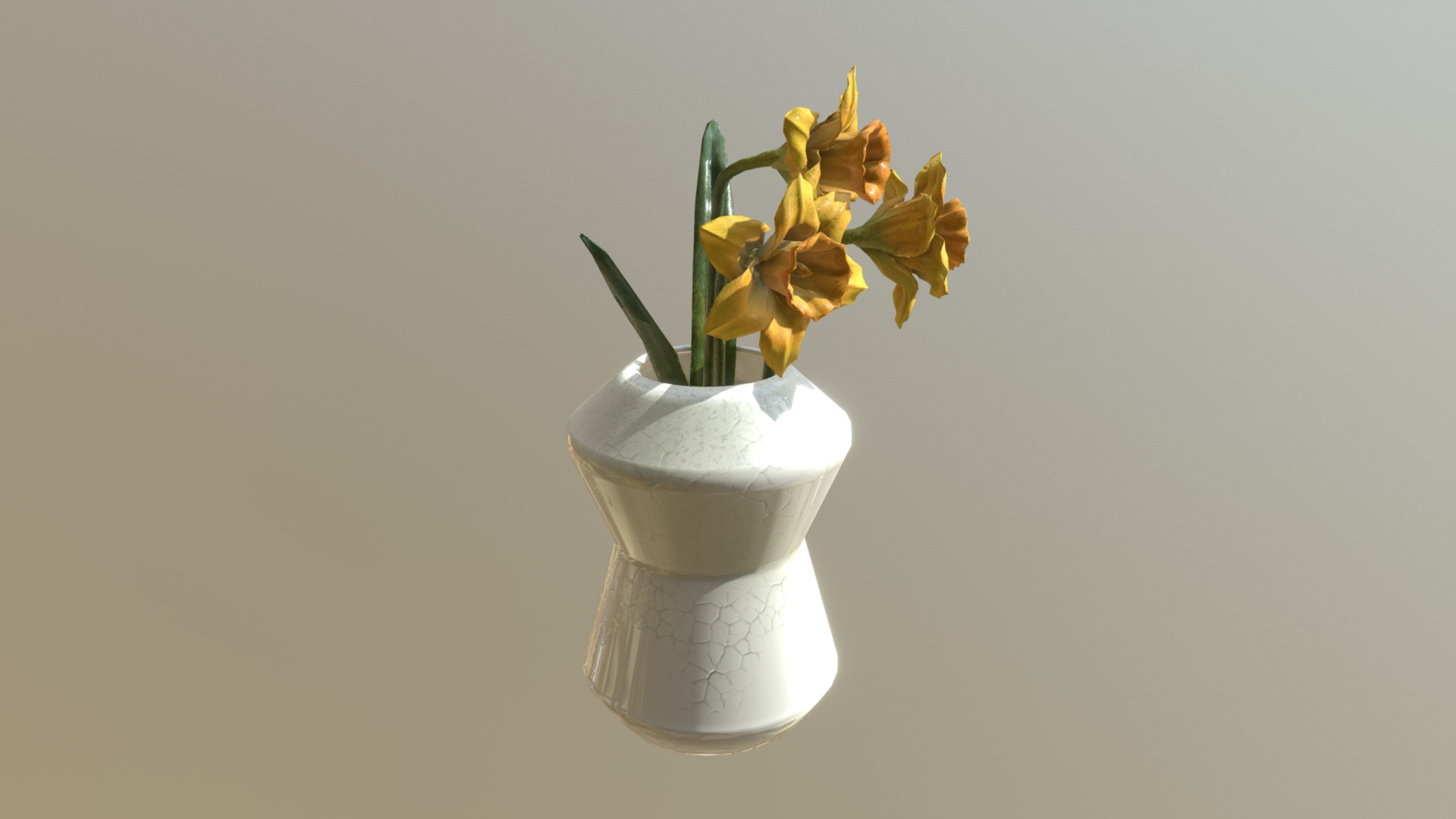 3D model Daffodils - This is a 3D model of the Daffodils. The 3D model is about a vase with yellow flowers.