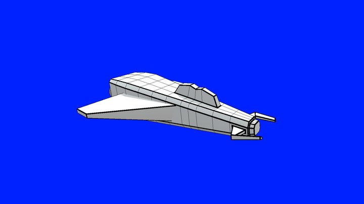 Space ship Low poly With blue print 3D Model