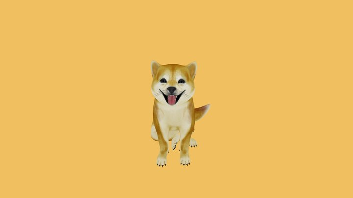 Baby Feisty Doge turning head 3D Model